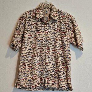 KAHALA Men's Cotton Short Sleeve Shirt - Size Medium - Ocean Fish